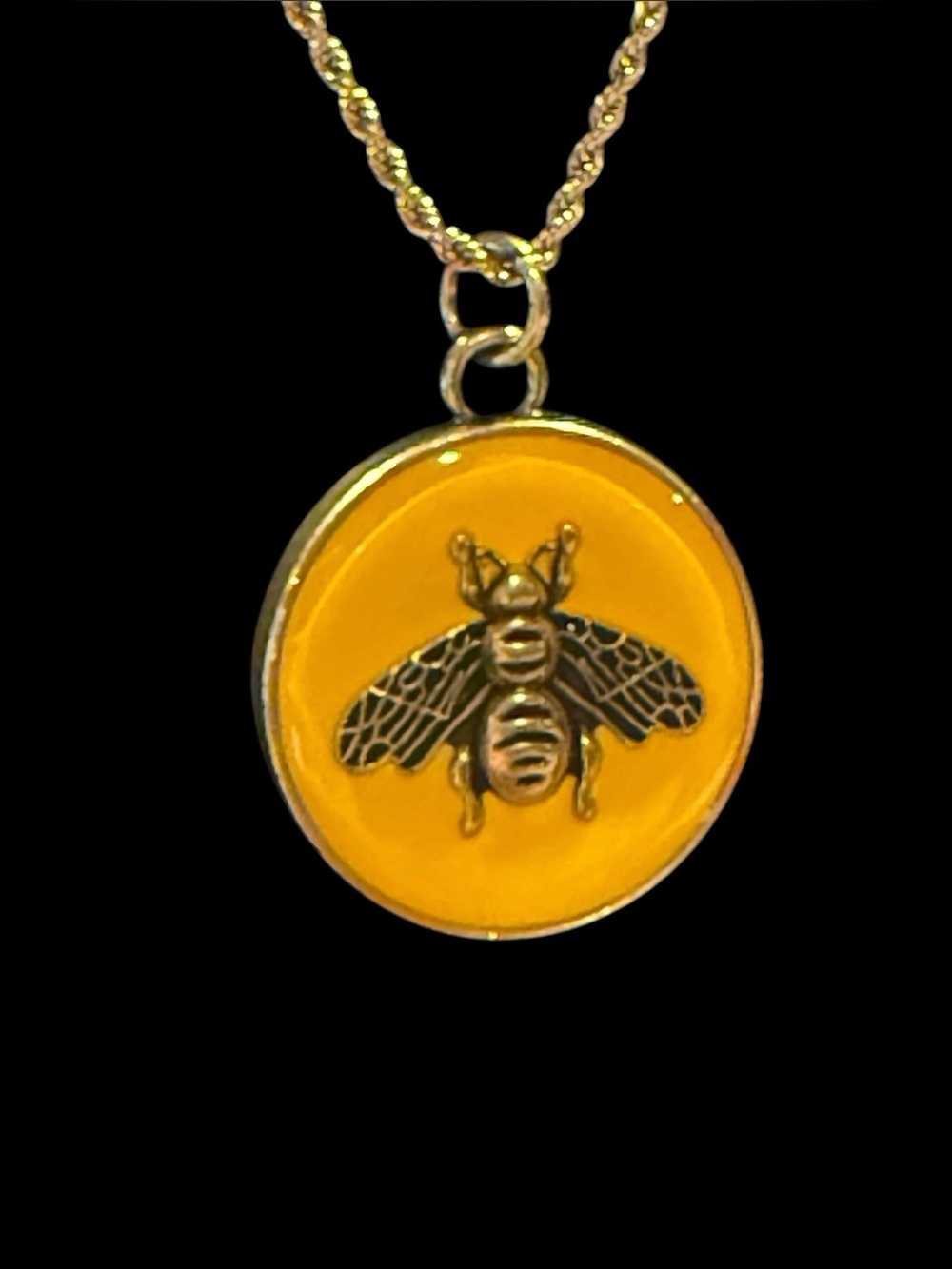 Gucci Gold Bee Disc Pendant Necklace